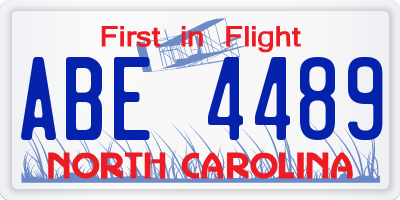 NC license plate ABE4489