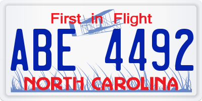 NC license plate ABE4492