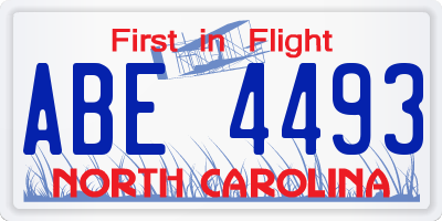 NC license plate ABE4493