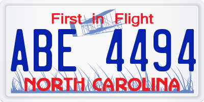 NC license plate ABE4494