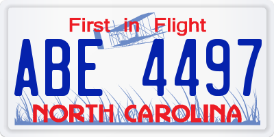 NC license plate ABE4497