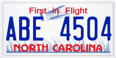 NC license plate ABE4504