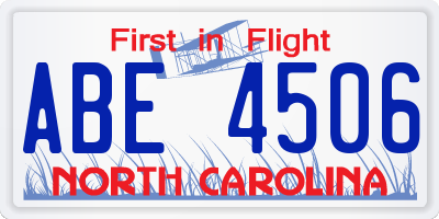 NC license plate ABE4506