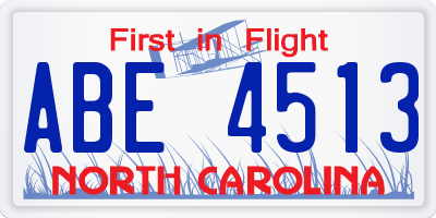 NC license plate ABE4513