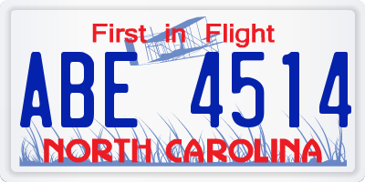 NC license plate ABE4514