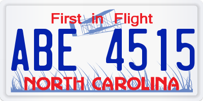 NC license plate ABE4515