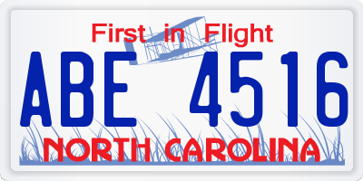 NC license plate ABE4516