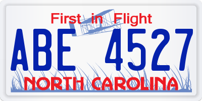 NC license plate ABE4527