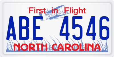 NC license plate ABE4546