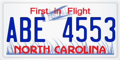 NC license plate ABE4553