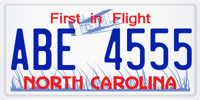 NC license plate ABE4555