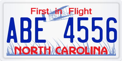 NC license plate ABE4556