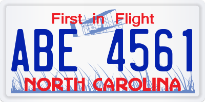 NC license plate ABE4561