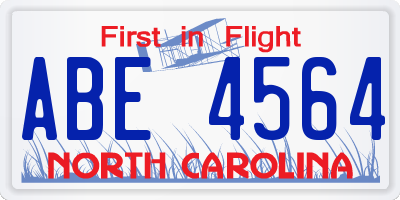 NC license plate ABE4564