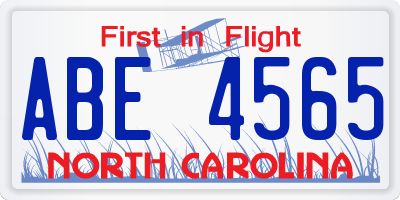 NC license plate ABE4565