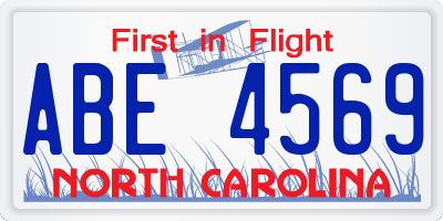 NC license plate ABE4569