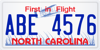 NC license plate ABE4576
