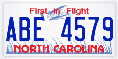 NC license plate ABE4579