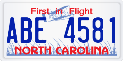 NC license plate ABE4581