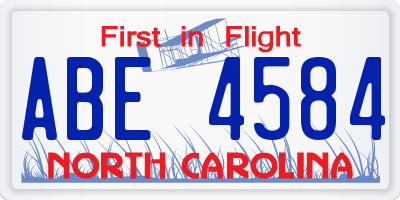 NC license plate ABE4584