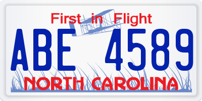 NC license plate ABE4589