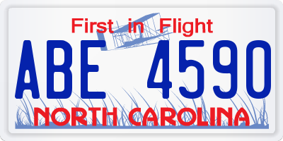 NC license plate ABE4590