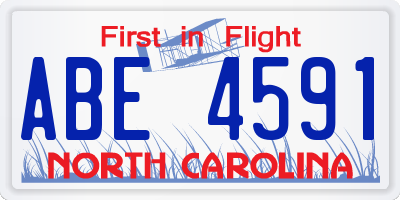 NC license plate ABE4591