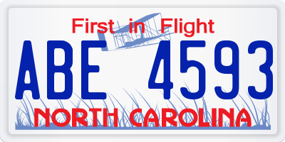 NC license plate ABE4593