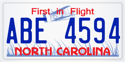 NC license plate ABE4594