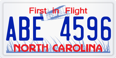 NC license plate ABE4596