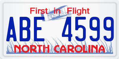 NC license plate ABE4599