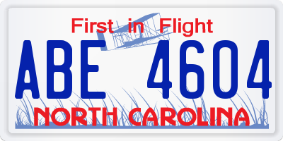 NC license plate ABE4604