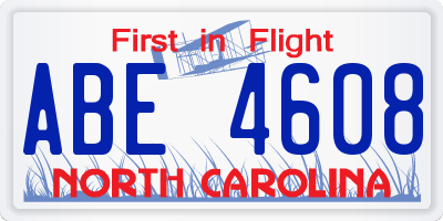 NC license plate ABE4608