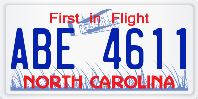 NC license plate ABE4611
