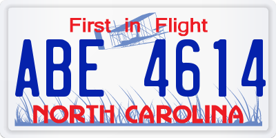 NC license plate ABE4614