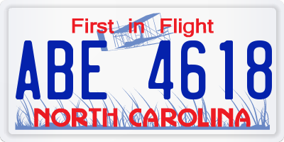 NC license plate ABE4618