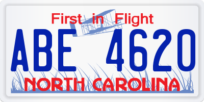 NC license plate ABE4620
