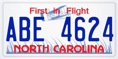 NC license plate ABE4624