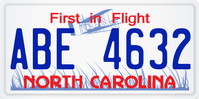 NC license plate ABE4632
