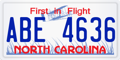NC license plate ABE4636