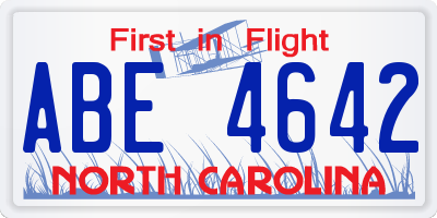 NC license plate ABE4642