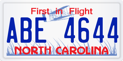 NC license plate ABE4644