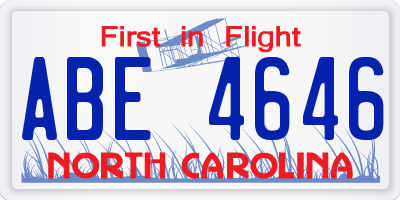 NC license plate ABE4646