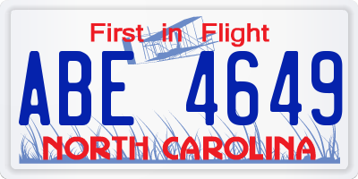 NC license plate ABE4649