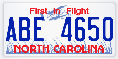 NC license plate ABE4650