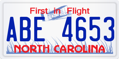 NC license plate ABE4653