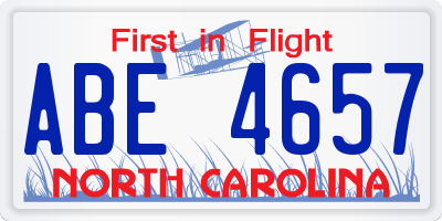 NC license plate ABE4657