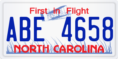 NC license plate ABE4658