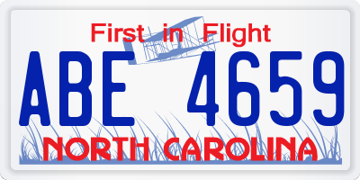 NC license plate ABE4659