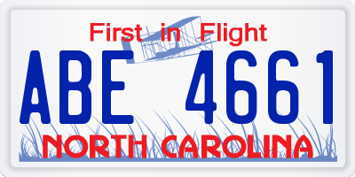 NC license plate ABE4661